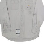 CARHARTT Mens White Cotton Blend Workwear Shirt L Long Sleeve Button Pockets