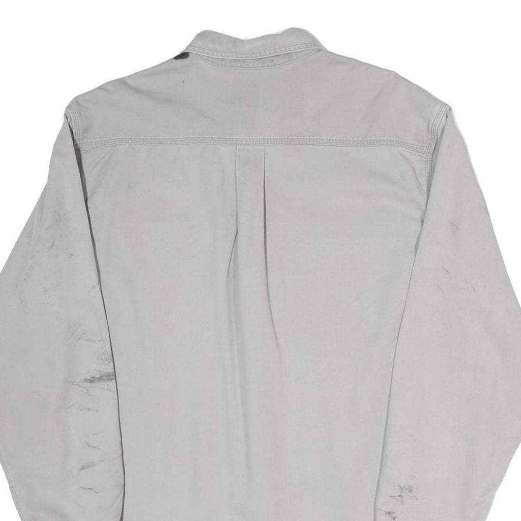 CARHARTT Mens White Cotton Blend Workwear Shirt L Long Sleeve Button Pockets