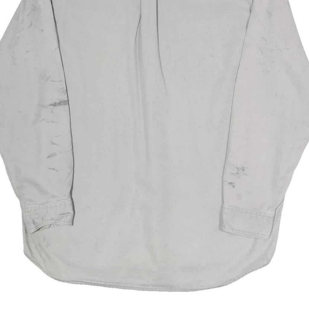 CARHARTT Mens White Cotton Blend Workwear Shirt L Long Sleeve Button Pockets