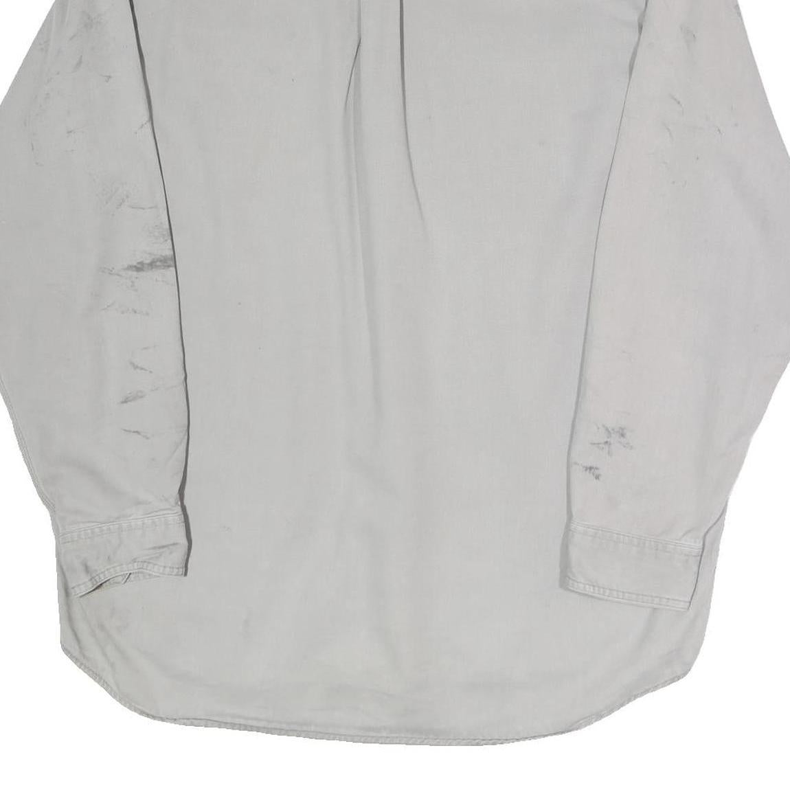 CARHARTT Mens White Cotton Blend Workwear Shirt L Long Sleeve Button Pockets