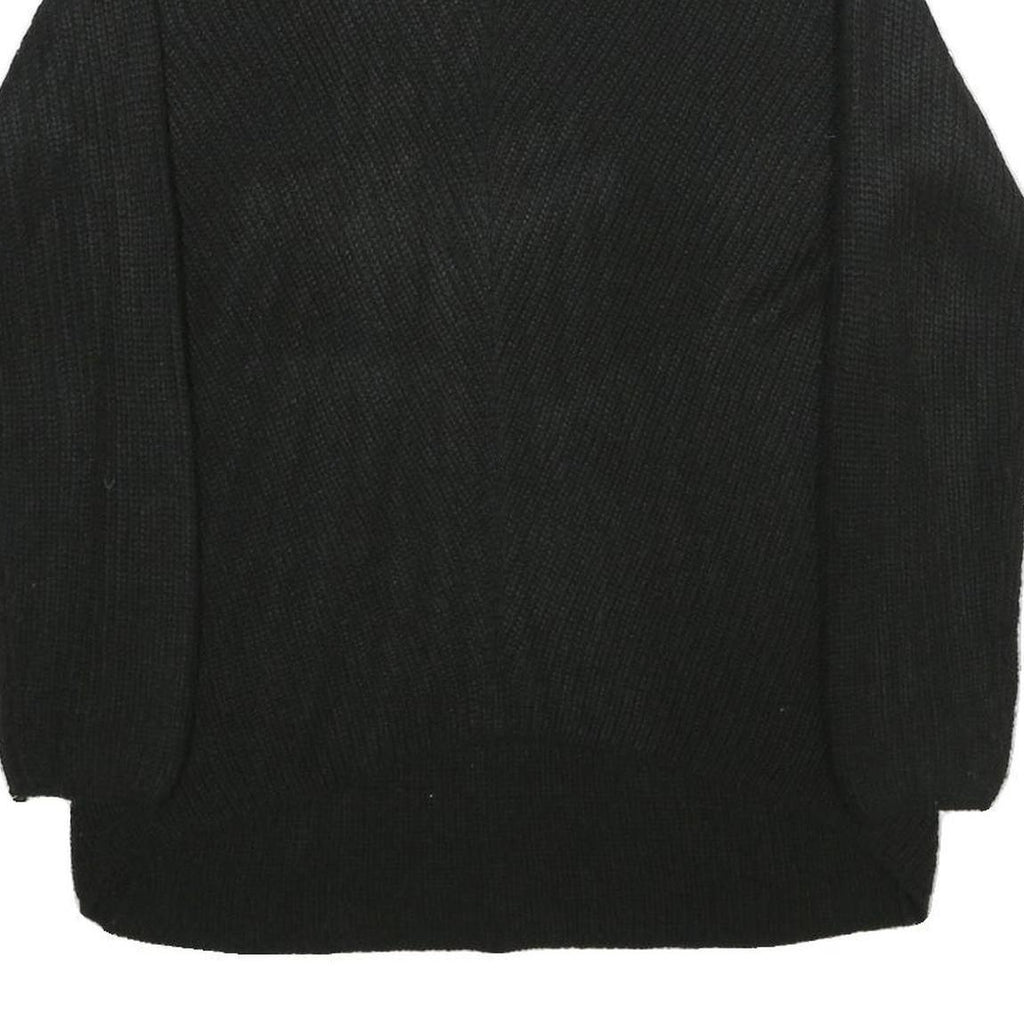 JEAN PASCALE Womens Black Plain Jumper V-Neck Basic Knit M Casual Knitwear