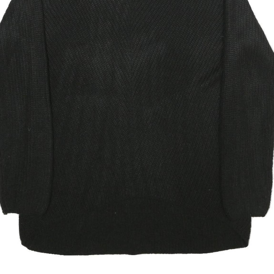 JEAN PASCALE Womens Black Plain Jumper V-Neck Basic Knit M Casual Knitwear