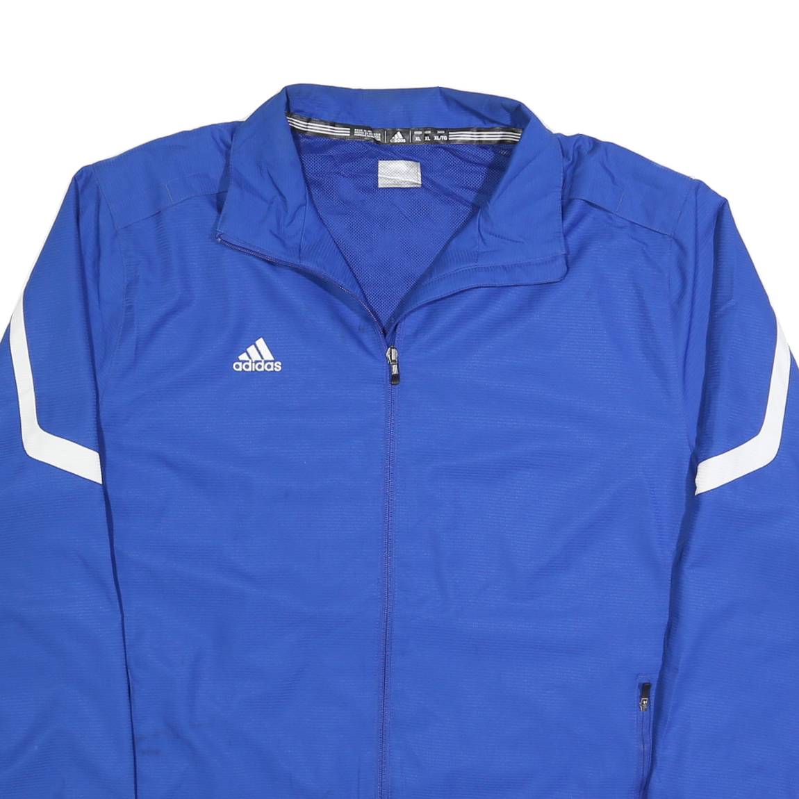 ADIDAS Mens Blue Jacket XL Polyester Plain Sports Full Zip Lightweight