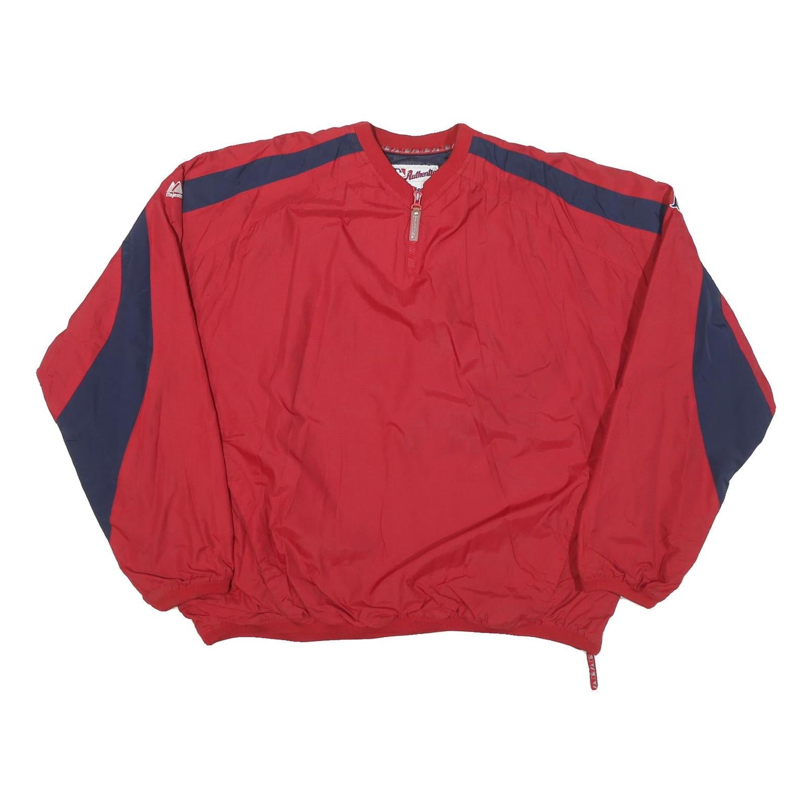 MAJESTIC Mens Red & Navy Baseball Jersey Style Jacket 2XL Polyester Blend Sports
