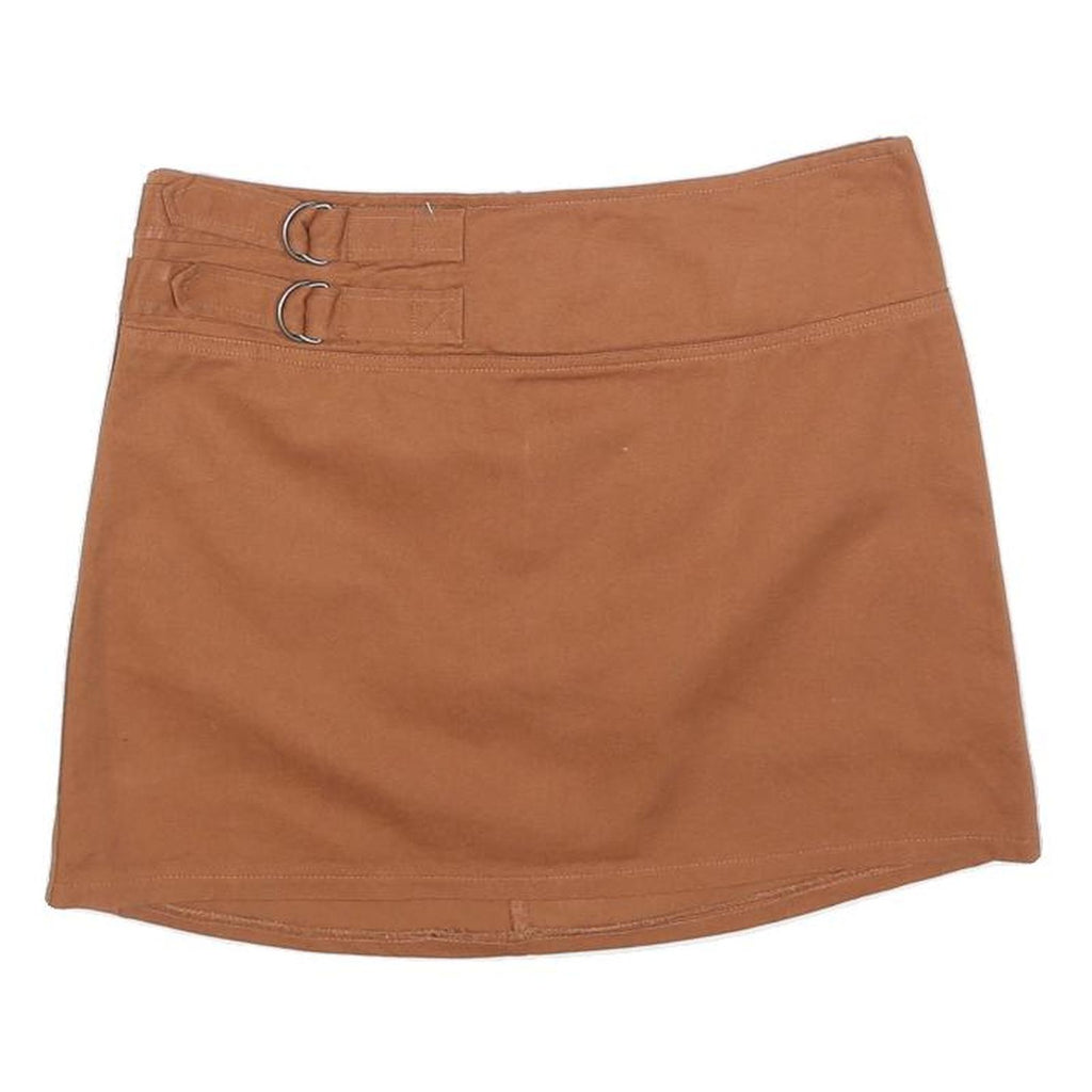 LOVE ON A HANGER Womens Brown Mini Cotton Blend Plain Skirt M Casual Fashion