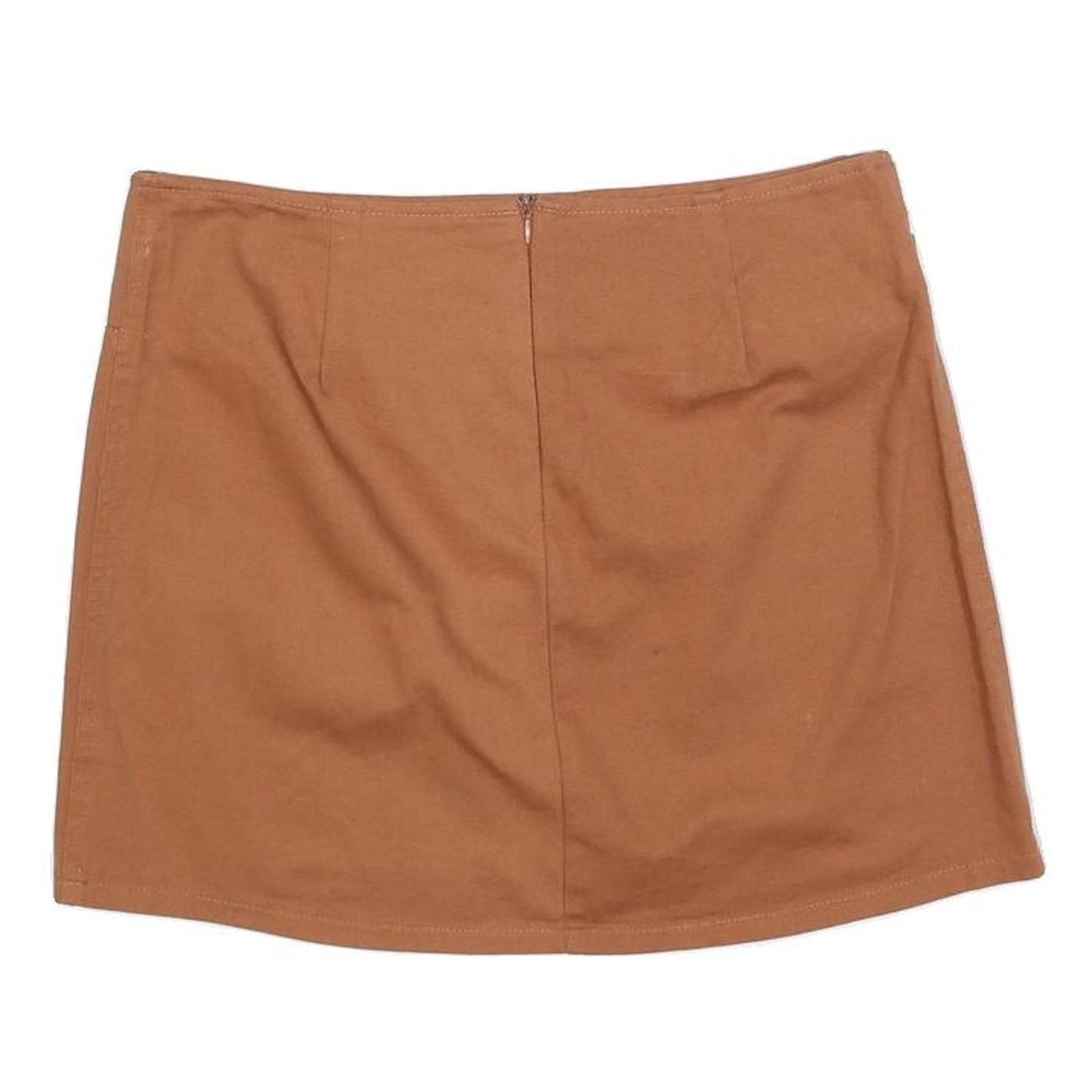 LOVE ON A HANGER Womens Brown Mini Cotton Blend Plain Skirt M Casual Fashion