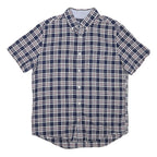 TOMMY HILFIGER Mens Blue & White Check Shirt M Casual Button Short Sleeve