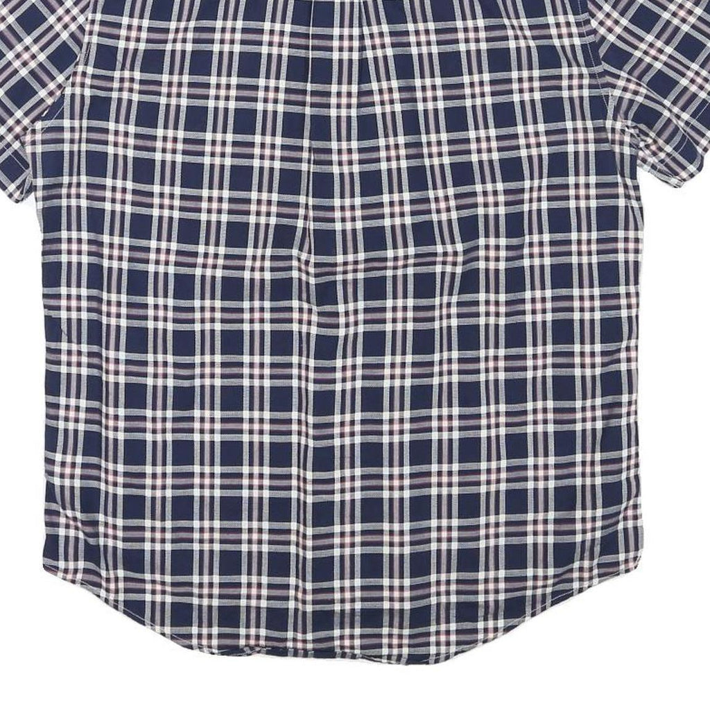 TOMMY HILFIGER Mens Blue & White Check Shirt M Casual Button Short Sleeve