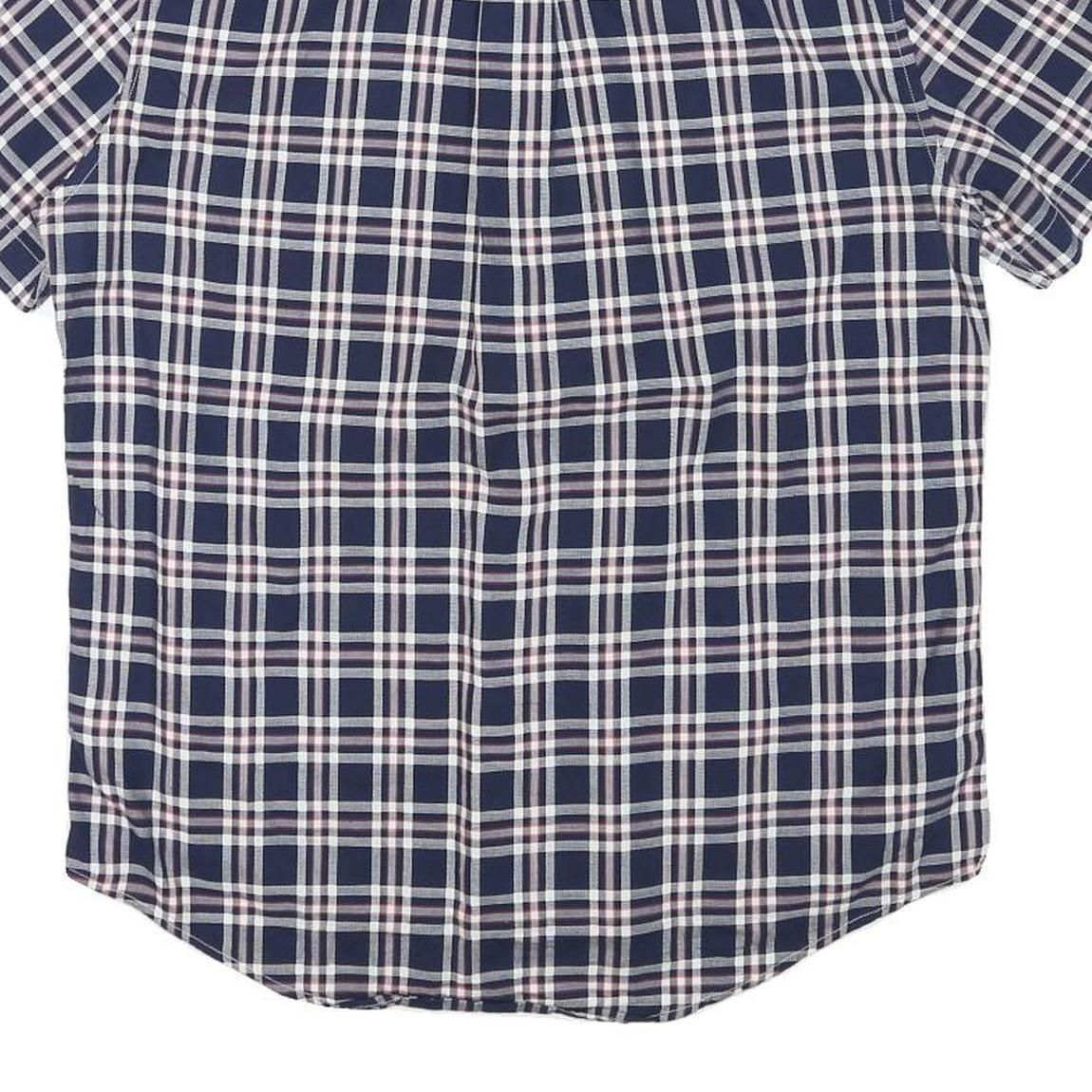 TOMMY HILFIGER Mens Blue & White Check Shirt M Casual Button Short Sleeve