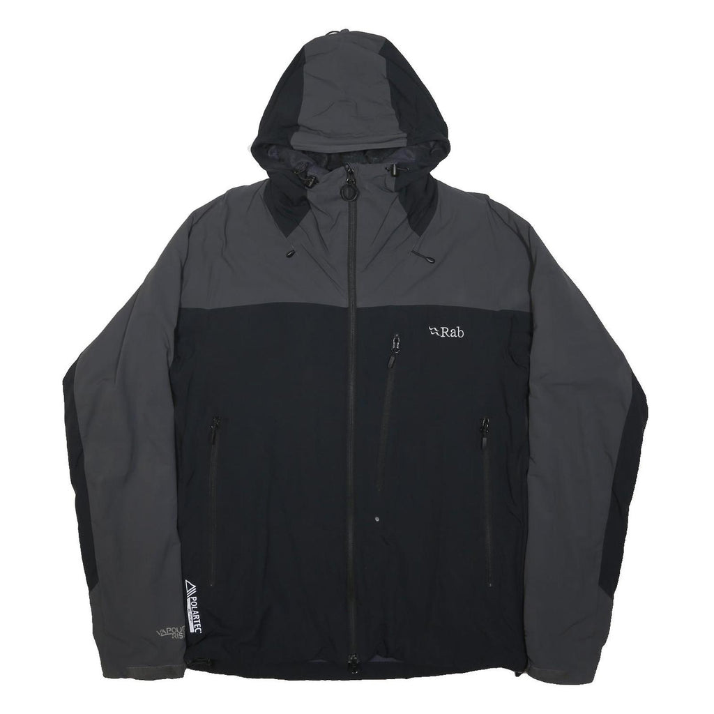 RAB Mens Black & Grey Outdoor Jacket L Polyamide Blend Zip Hooded Fair Condition