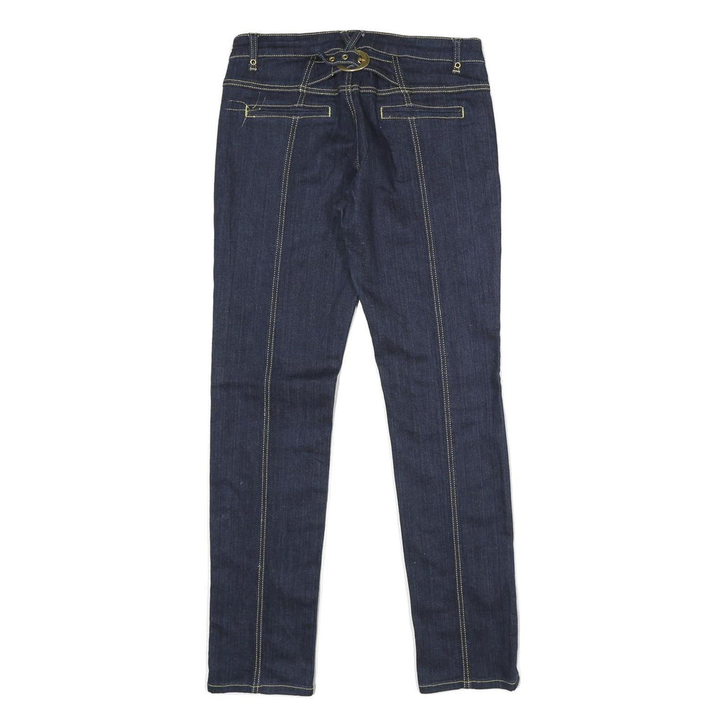 GOODTIME USA Womens Relaxed Denim Zip Cotton Blend Jeans W30 L32 Dark Blue