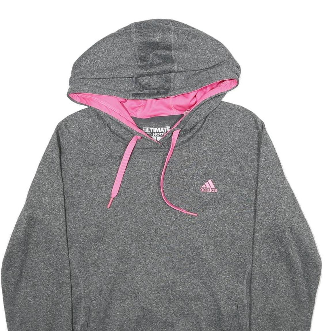 ADIDAS Womens Grey & Pink Hoodie Pullover M Sports Casual Comfortable