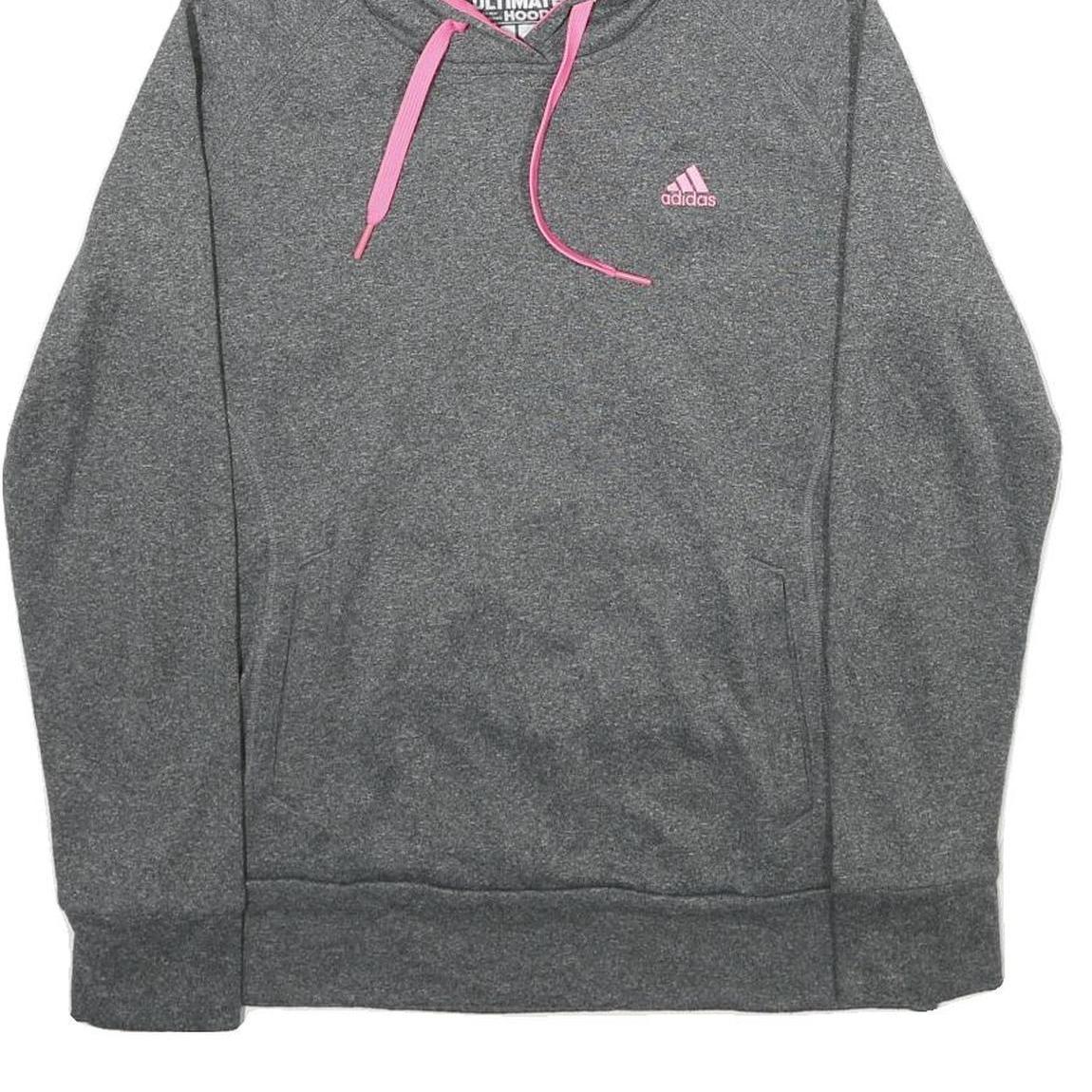 ADIDAS Womens Grey & Pink Hoodie Pullover M Sports Casual Comfortable