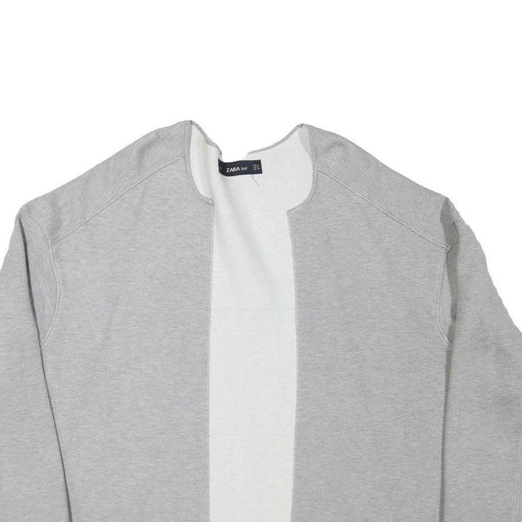 ZARA KNIT Mens Grey Plain Cotton Blend Crew Neck Basic Knit Jumper M Casual