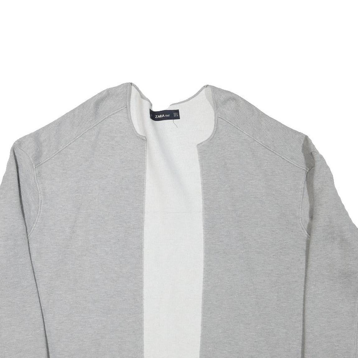 ZARA KNIT Mens Grey Plain Cotton Blend Crew Neck Basic Knit Jumper M Casual