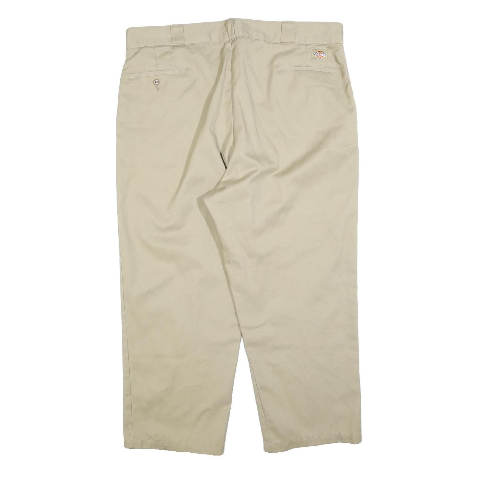 DICKIES Mens Cotton Blend Beige Relaxed Straight Trousers W42 L26 Workwear