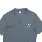 PUMA Womens Grey Short Sleeve Plain Polo Shirt S Cotton Blend Casual Crop Top