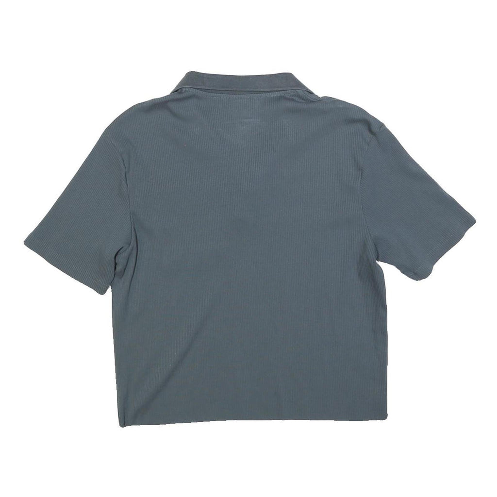PUMA Womens Grey Short Sleeve Plain Polo Shirt S Cotton Blend Casual Crop Top