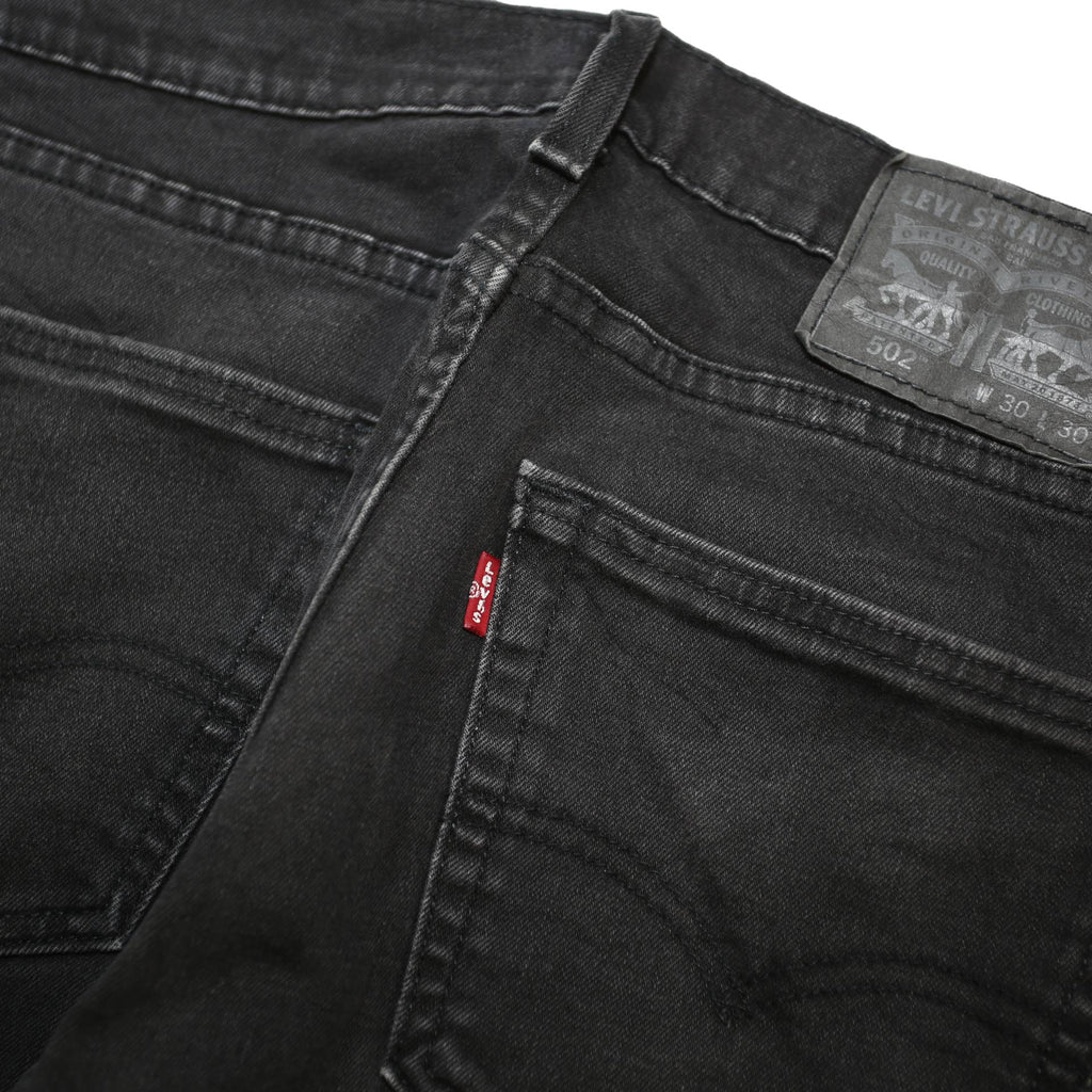 LEVI'S 502 Mens Slim Black Denim Slim Jeans W30 L30 Classic Cotton Blend