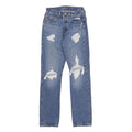 LEVI'S Womens 501 Jeans Blue Regular Straight Denim Medium W24 L30 Distressed