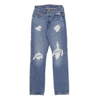 LEVI'S Womens 501 Jeans Blue Regular Straight Denim Medium W24 L30 Distressed
