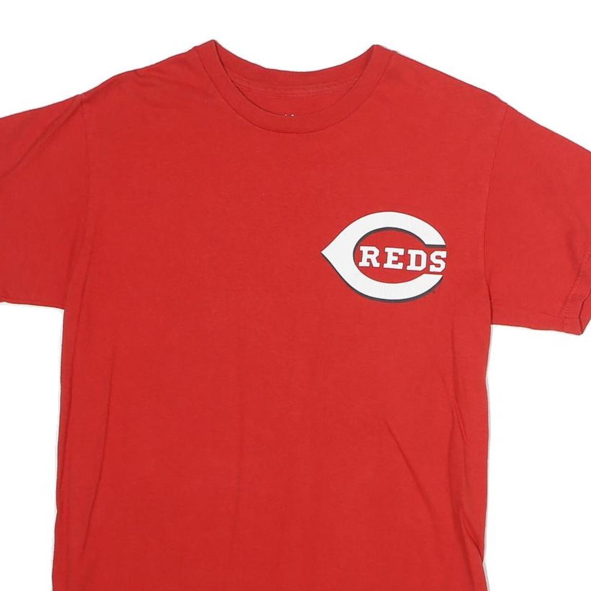 MAJESTIC Mens Red Reds Graphic T-Shirt S Short Sleeve Crew Neck Sports Logo