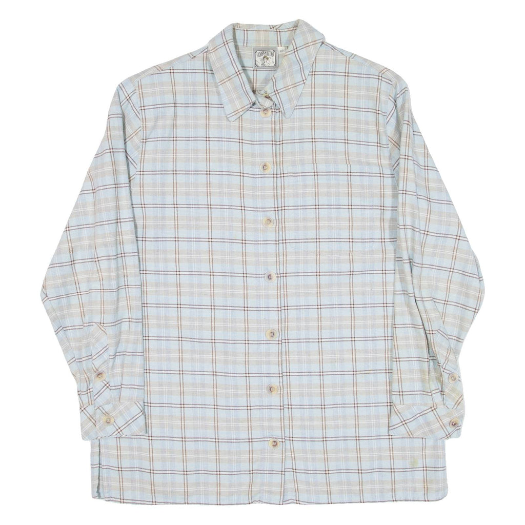 Womens Flannel Shirt Blue Check Long Sleeve M