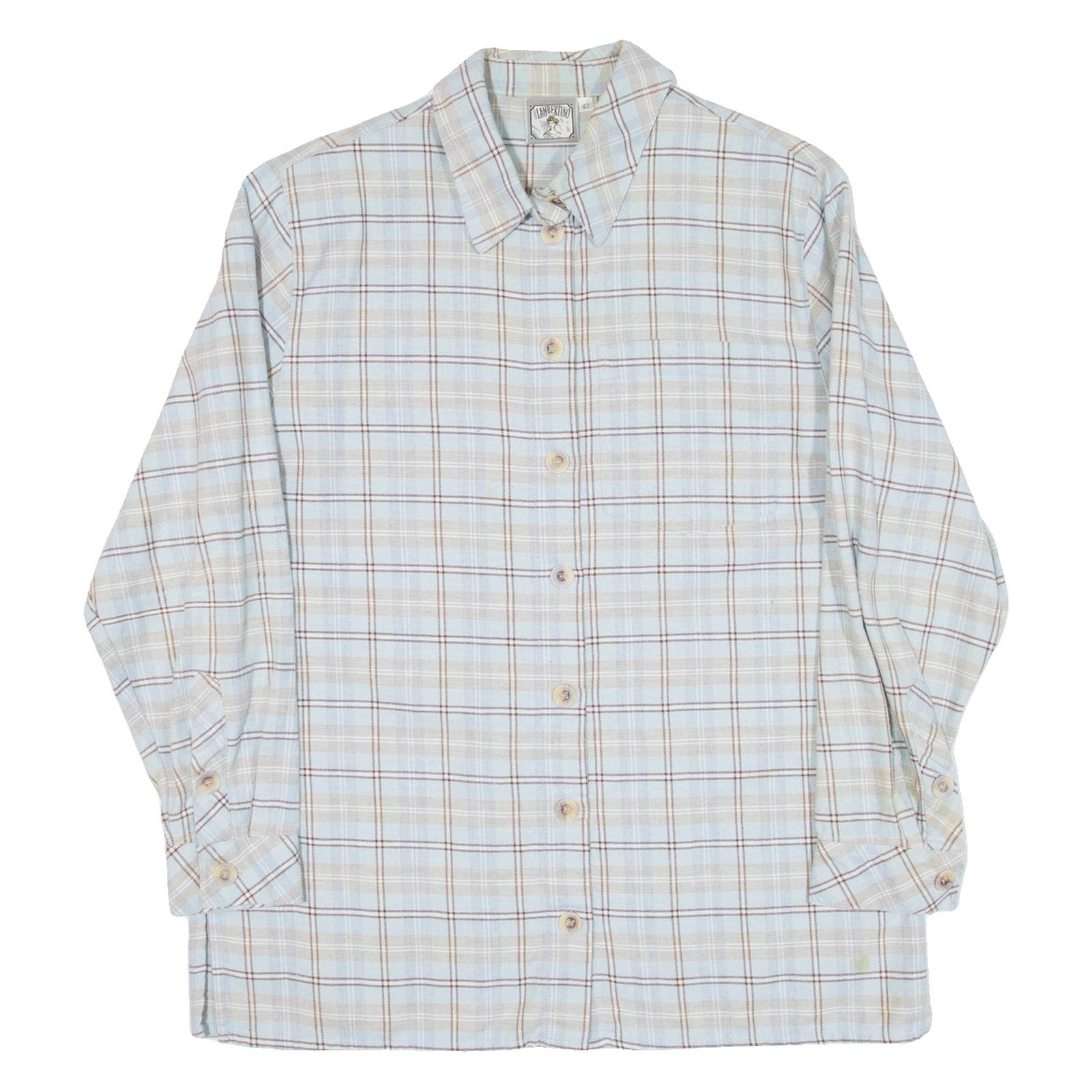 Womens Flannel Shirt Blue Check Long Sleeve M