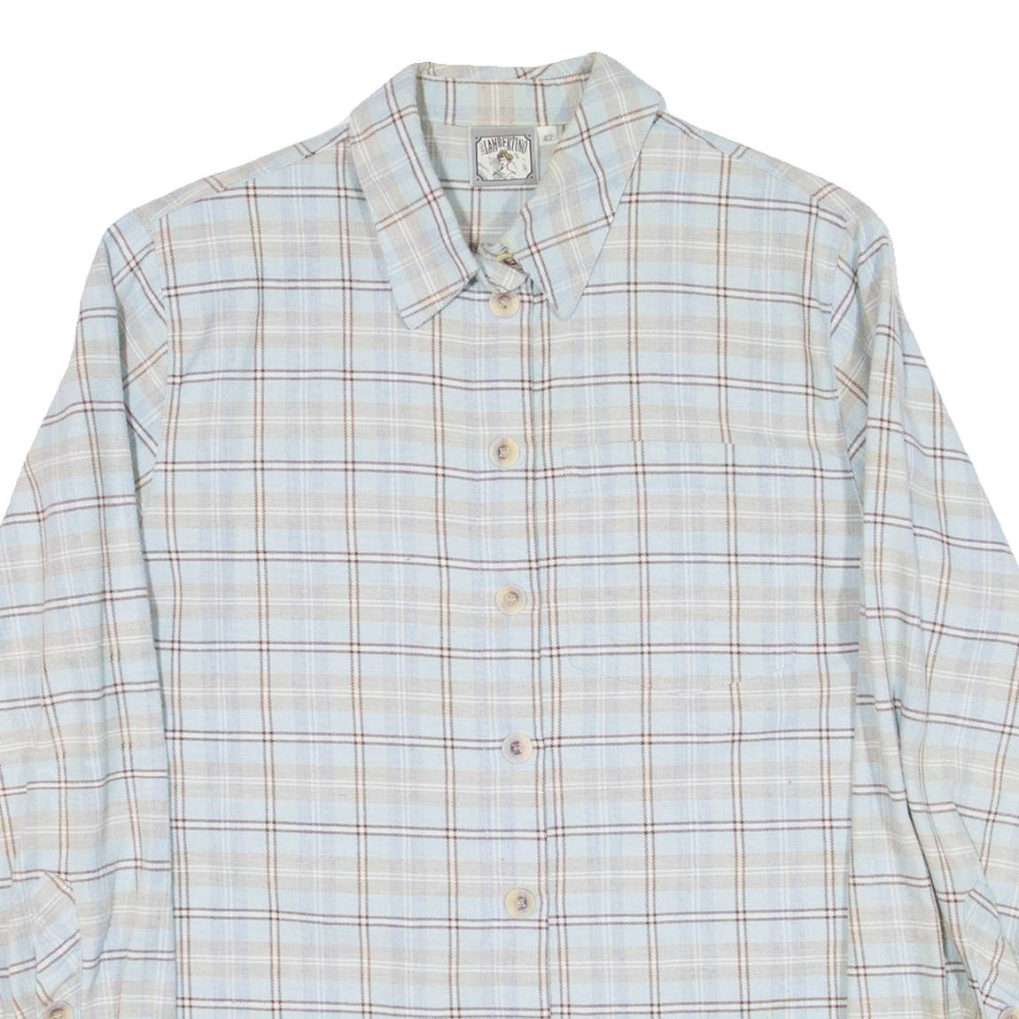 Womens Flannel Shirt Blue Check Long Sleeve M