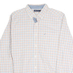 NAUTICA Mens White & Blue Checked Shirt L Long Sleeve Button Cotton Casual