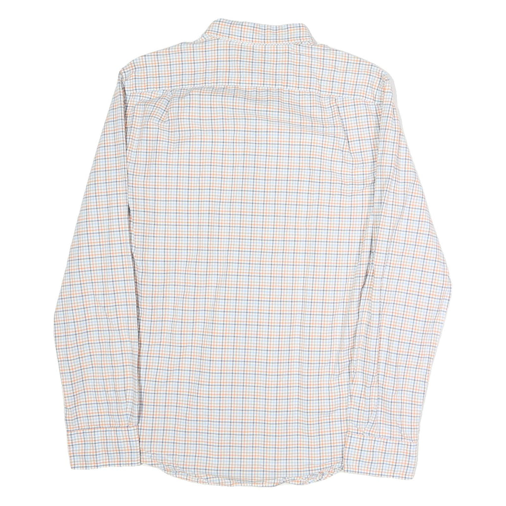 NAUTICA Mens White & Blue Checked Shirt L Long Sleeve Button Cotton Casual