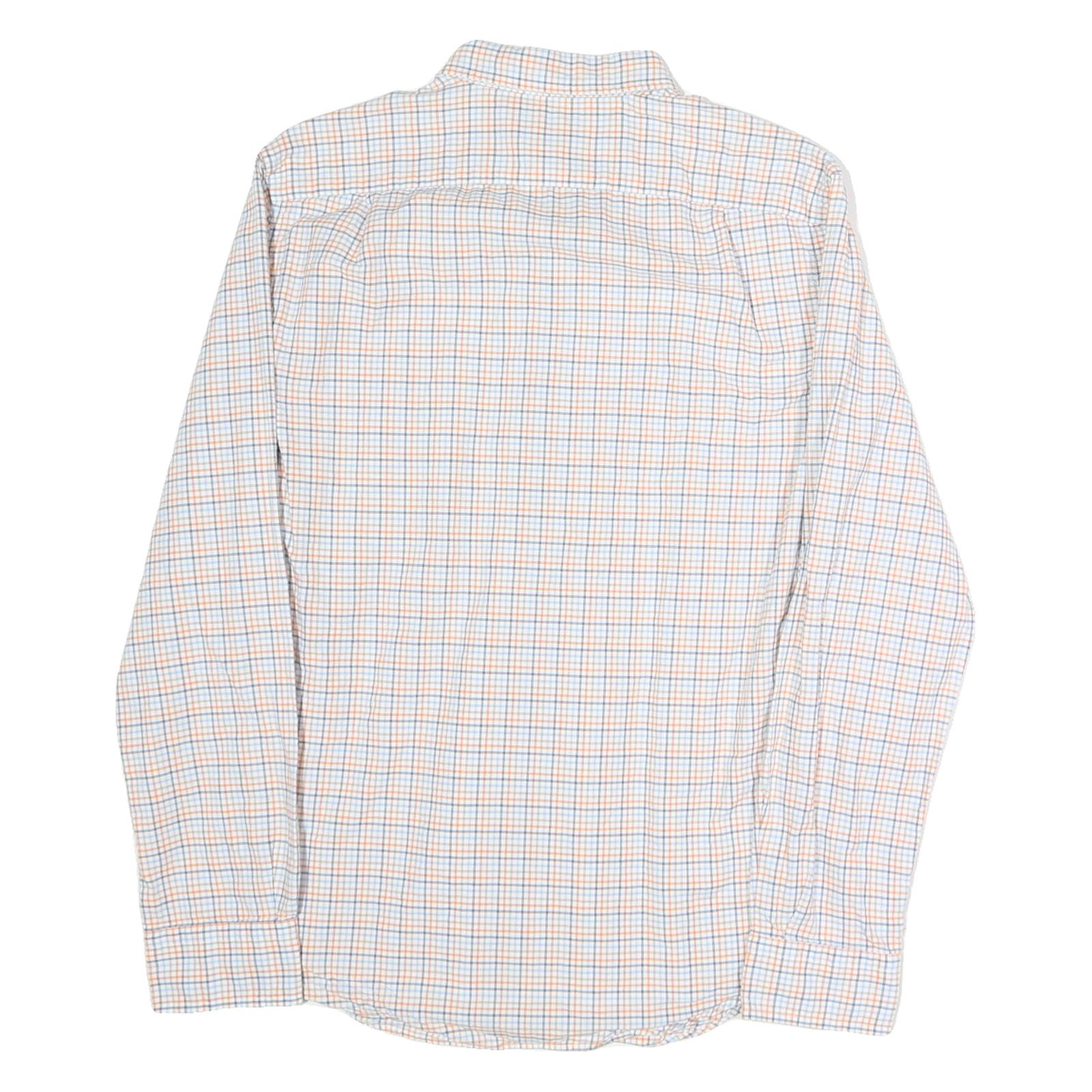 NAUTICA Mens White & Blue Checked Shirt L Long Sleeve Button Cotton Casual
