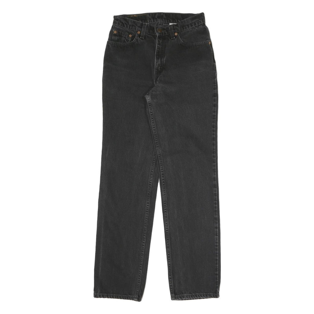 LEVI'S Womens Regular Fit Straight Black Denim Jeans W26 L30 Classic Cotton Zip