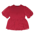 SIMPLY BE Womens Red Puff Sleeve Blouse Short Sleeve Round Neck Size UK 16