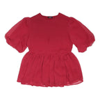SIMPLY BE Womens Red Puff Sleeve Blouse Short Sleeve Round Neck Size UK 16