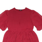SIMPLY BE Womens Red Puff Sleeve Blouse Short Sleeve Round Neck Size UK 16