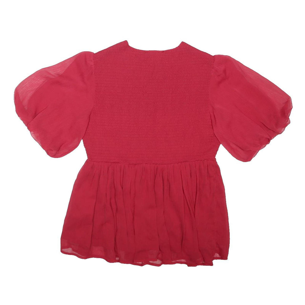 SIMPLY BE Womens Red Puff Sleeve Blouse Short Sleeve Round Neck Size UK 16