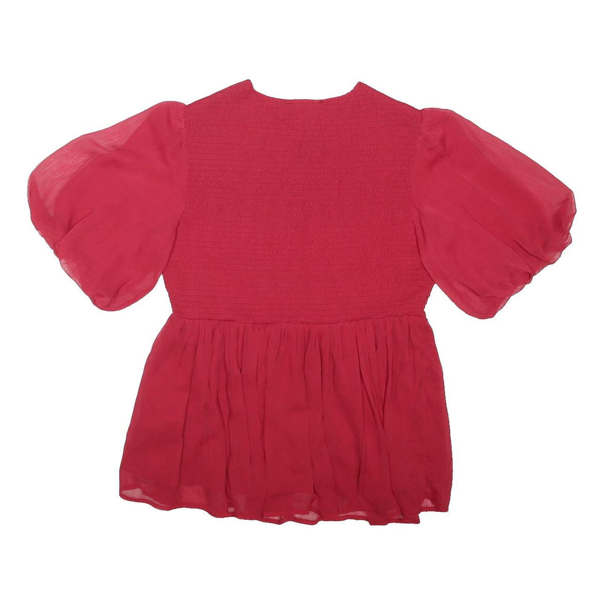 SIMPLY BE Womens Red Puff Sleeve Blouse Short Sleeve Round Neck Size UK 16