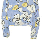 ZARA Womens Blue & Yellow Printed Shirt Long Sleeve Collared M Floral Crop Top