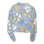ZARA Womens Blue & Yellow Printed Shirt Long Sleeve Collared M Floral Crop Top