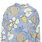 ZARA Womens Blue & Yellow Printed Shirt Long Sleeve Collared M Floral Crop Top