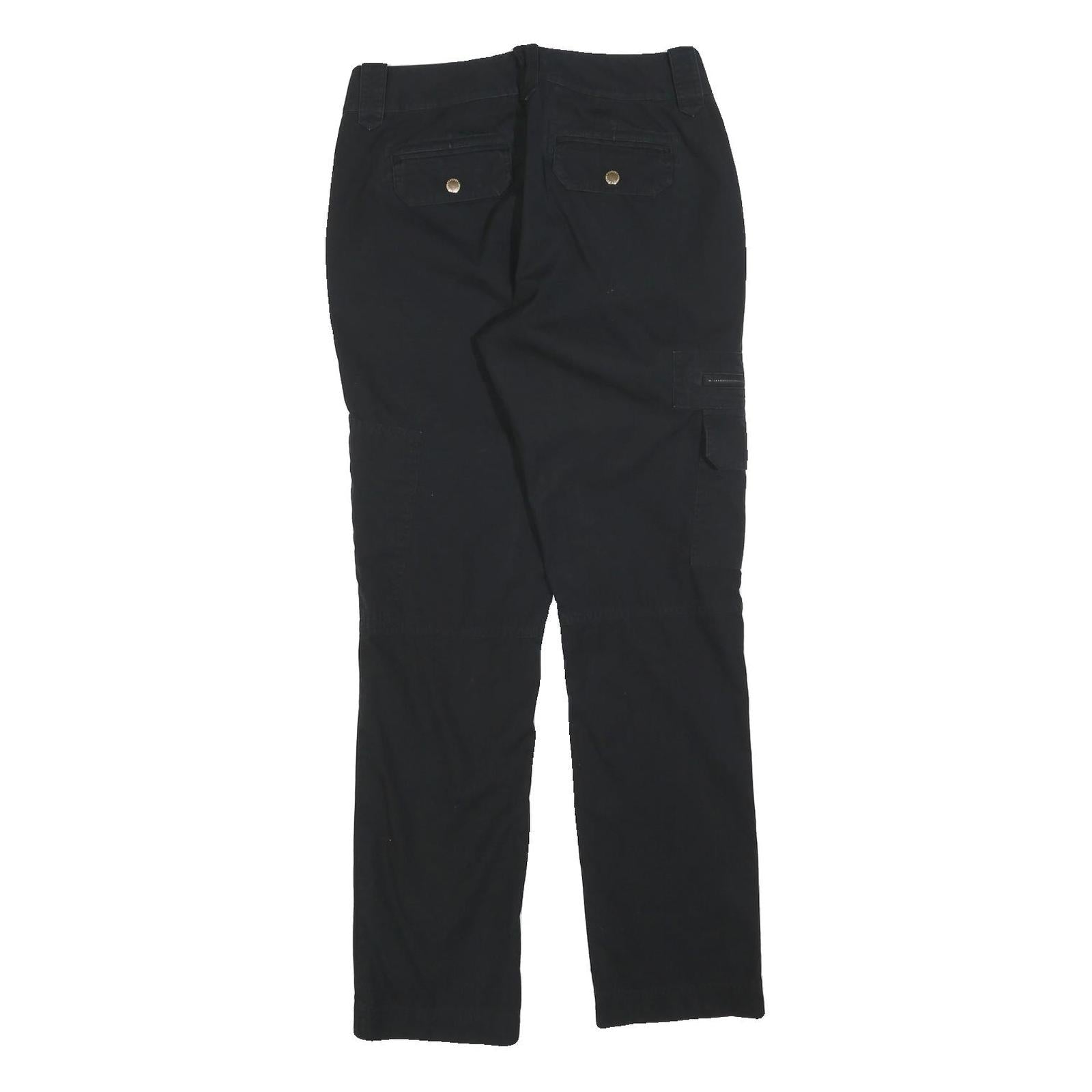 LAUREN RALPH LAUREN Womens Cotton Blend Black Regular Fit Straight Leg Trousers