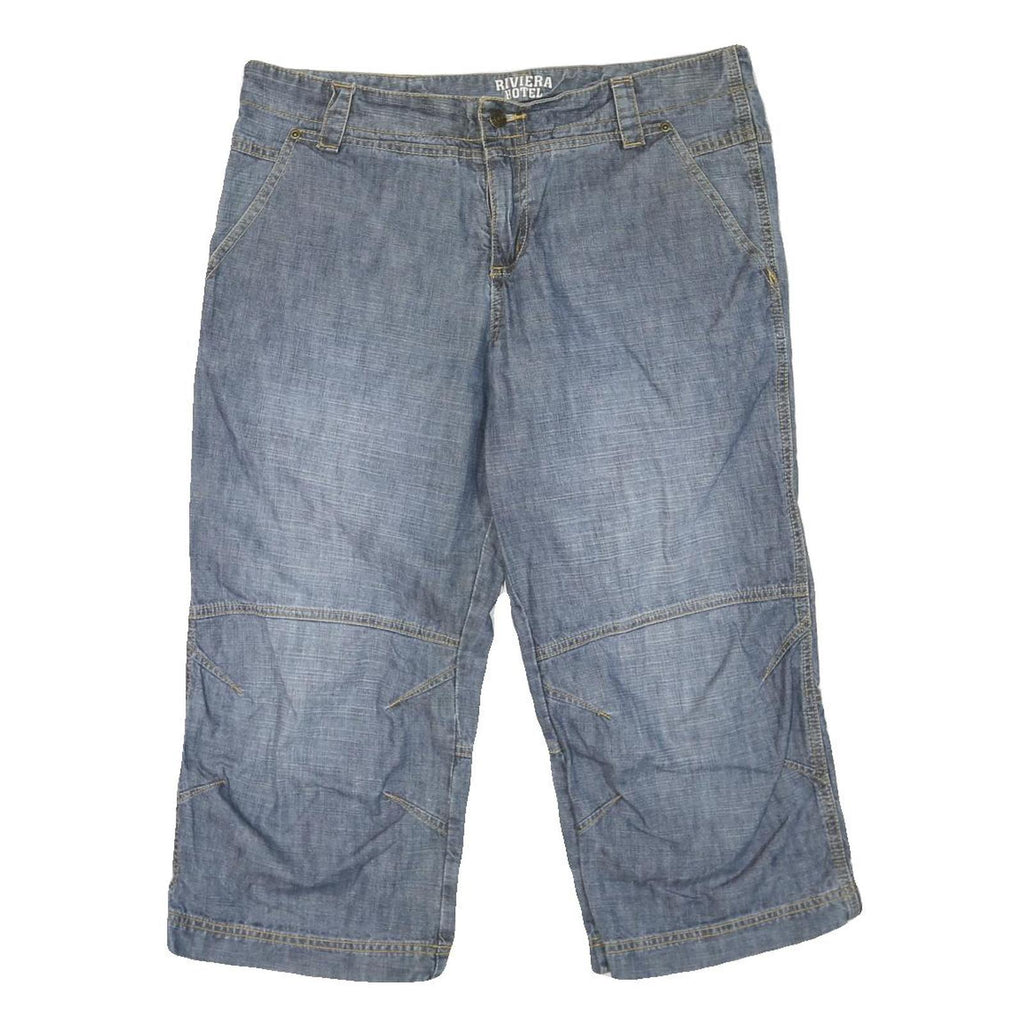 RIVIERA HOTEL Mens Cotton Blend Blue Casual Shorts L W36 Relaxed Fit