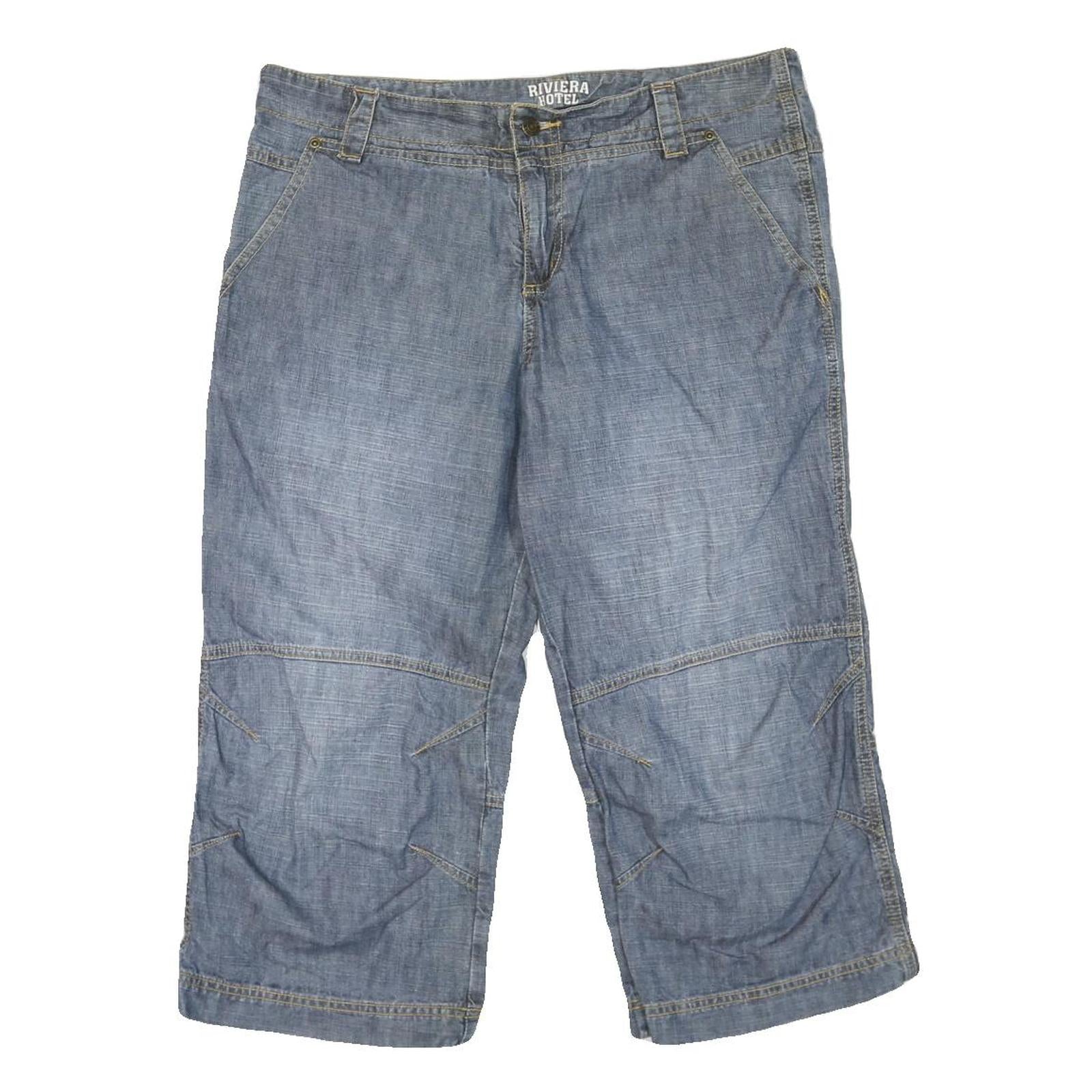 RIVIERA HOTEL Mens Cotton Blend Blue Casual Shorts L W36 Relaxed Fit