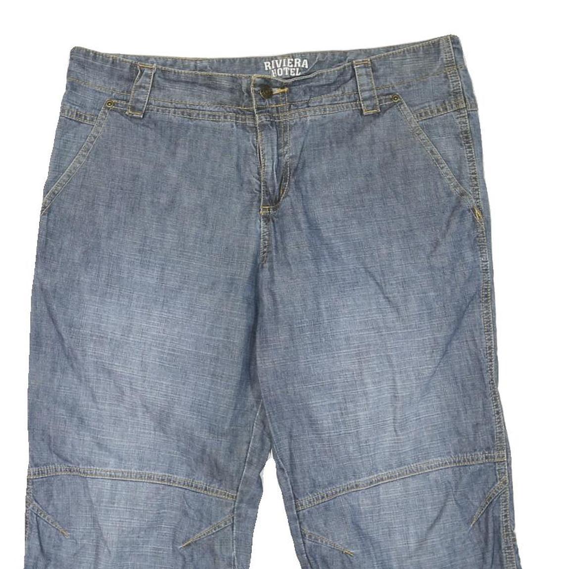 RIVIERA HOTEL Mens Cotton Blend Blue Casual Shorts L W36 Relaxed Fit