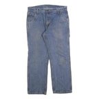 KEY Mens Regular Blue Denim Jeans W34 L30 Cotton Blend Zip Pockets Casual