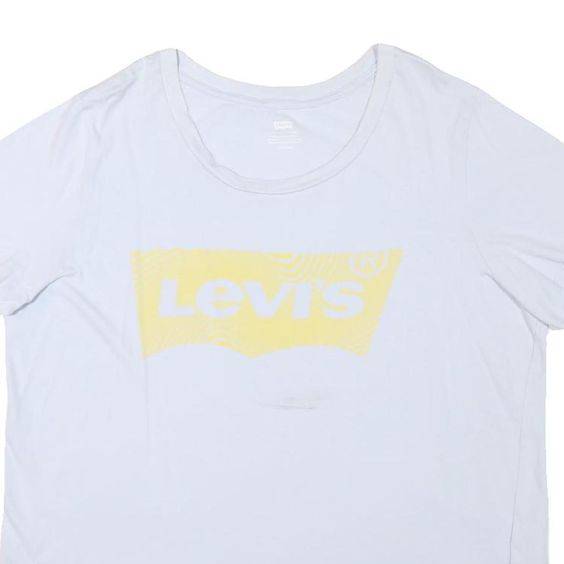 LEVI'S Womens White Cotton Blend Graphic T-Shirt XL Short Sleeve Crew Neck