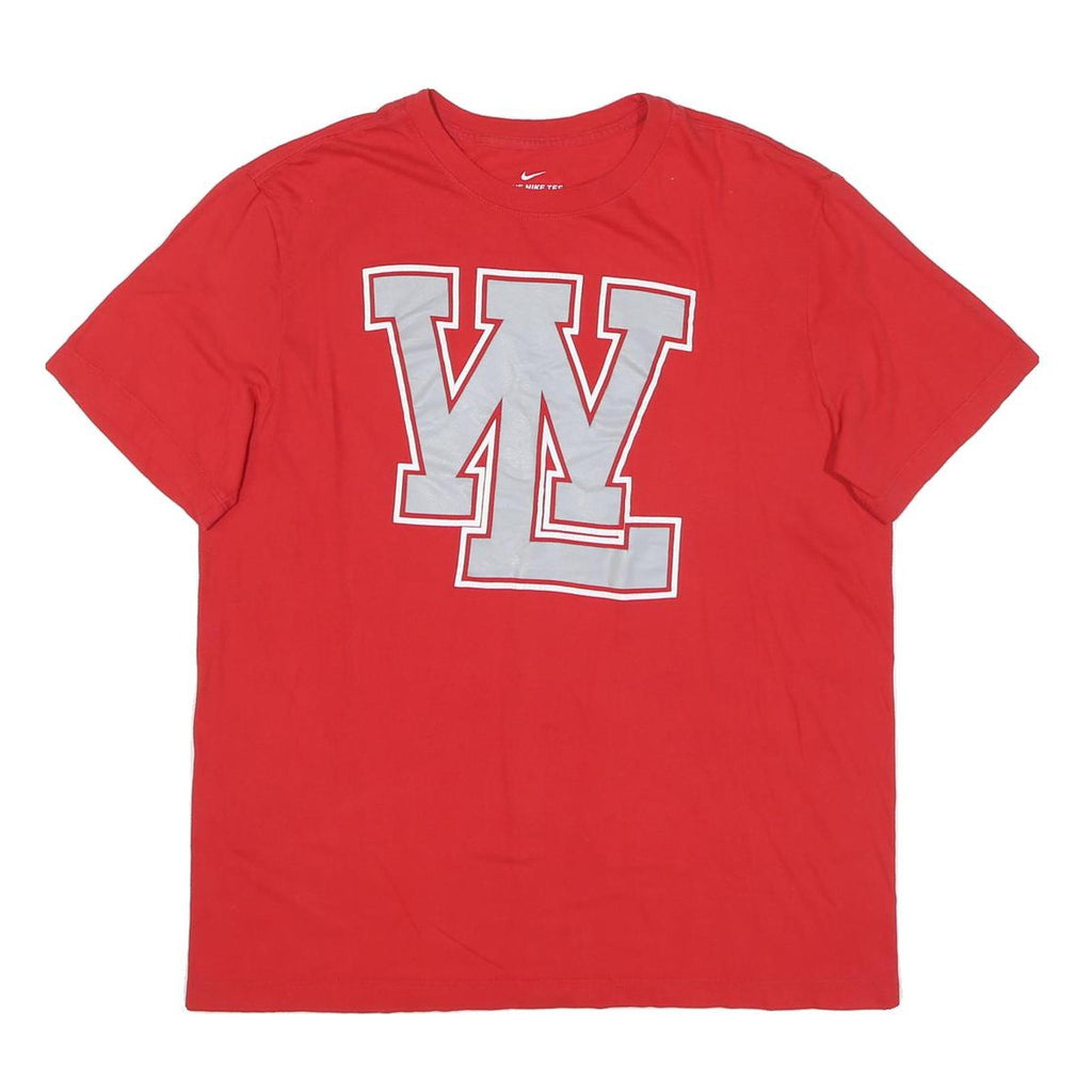 NIKE Mens Red L Graphic T-Shirt Short Sleeve Crew Neck Cotton Blend Casual