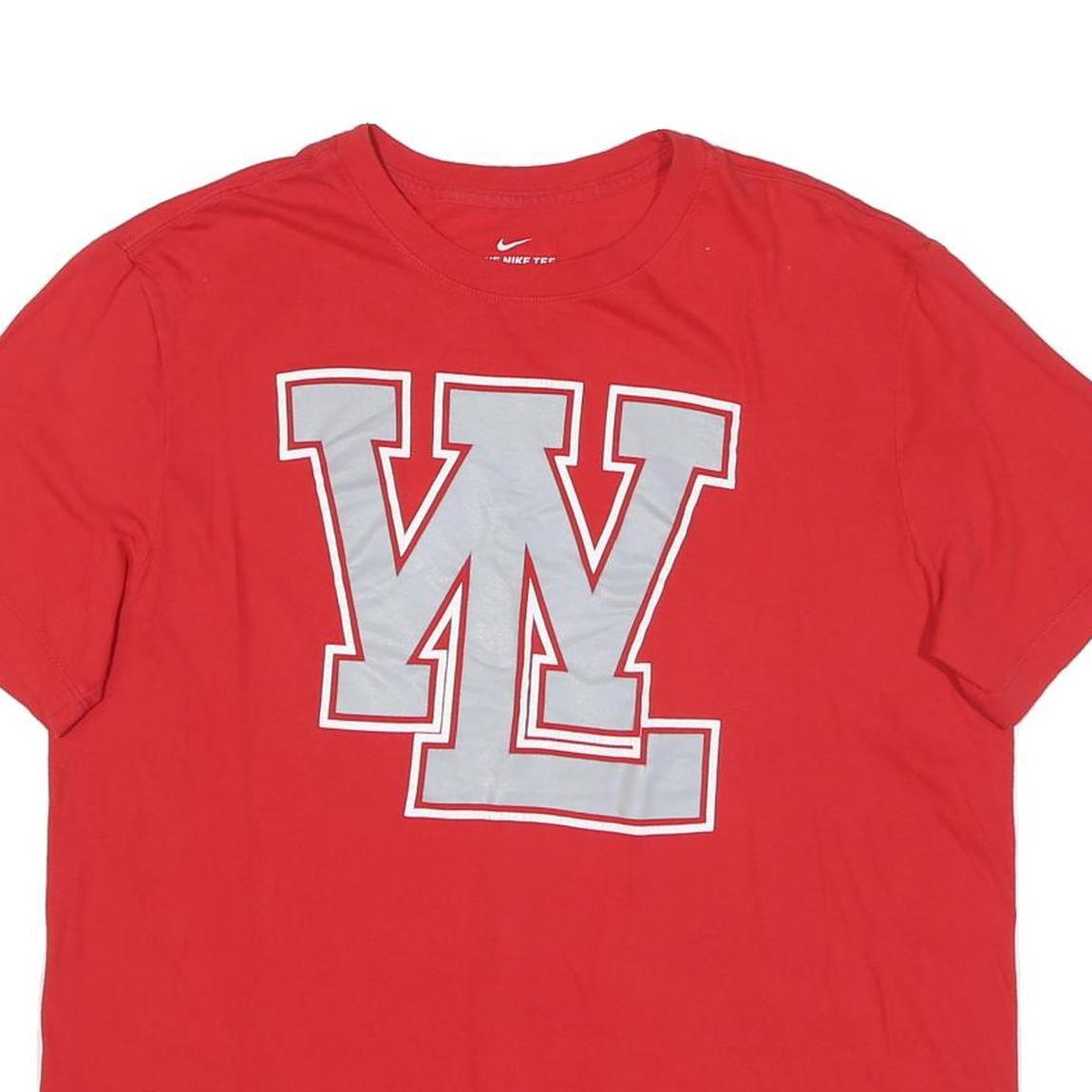 NIKE Mens Red L Graphic T-Shirt Short Sleeve Crew Neck Cotton Blend Casual