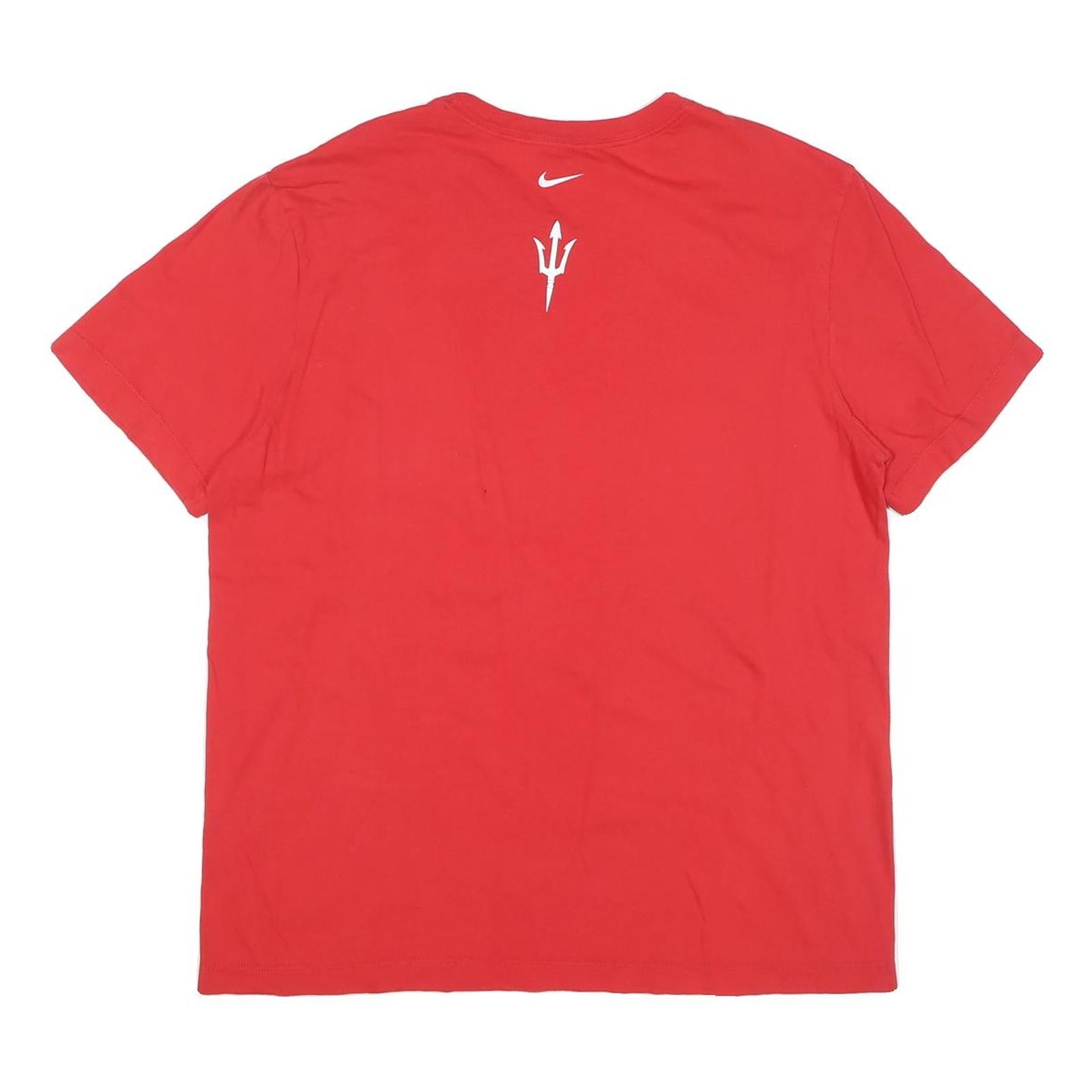 NIKE Mens Red L Graphic T-Shirt Short Sleeve Crew Neck Cotton Blend Casual